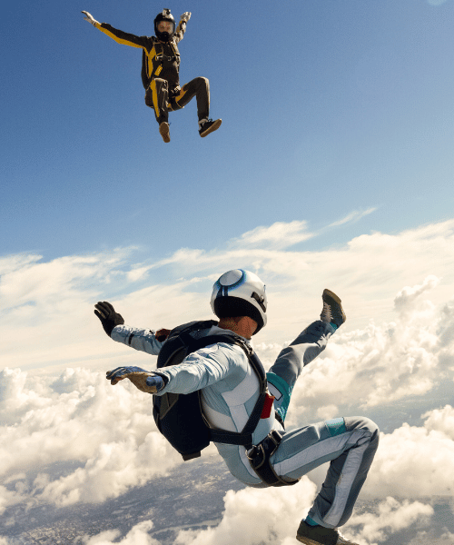 Skydiver above Radi Rum – breathtaking jump over Indian hills and rural landscapes