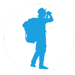 Hiker icon – person walking with trekking poles