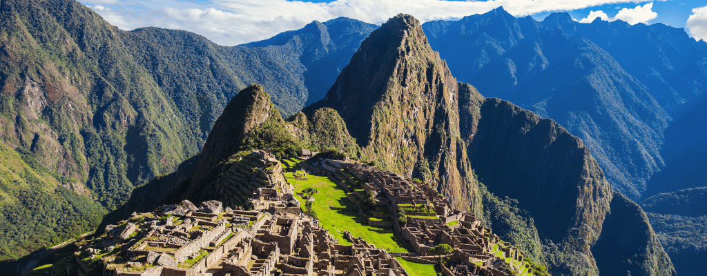 Machu Picchu in Peru – ancient Incan citadel in the Andes Mountains and one of the Seven Wonders of the World.
