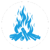 Campfire icon – burning wood for warmth and cooking during camping