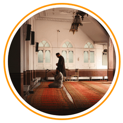 Men Praying in Mosque, Peshawar, Pakistan