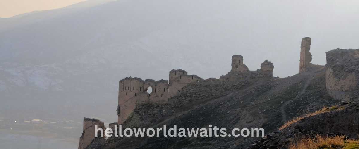 Ancient mud-brick ruins of Shahr-e Gholghola (the City of Screams) on a hilltop overlooking the Bamiyan Valley in Afghanistan.