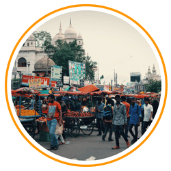 many fruits stalls in the market of india