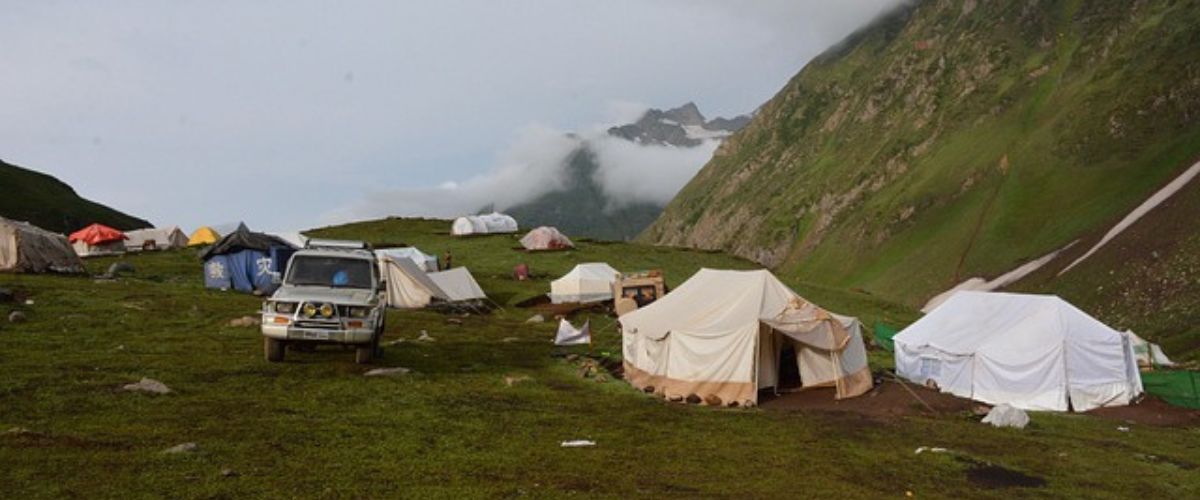 tent camping for stay on the hill of pakistan