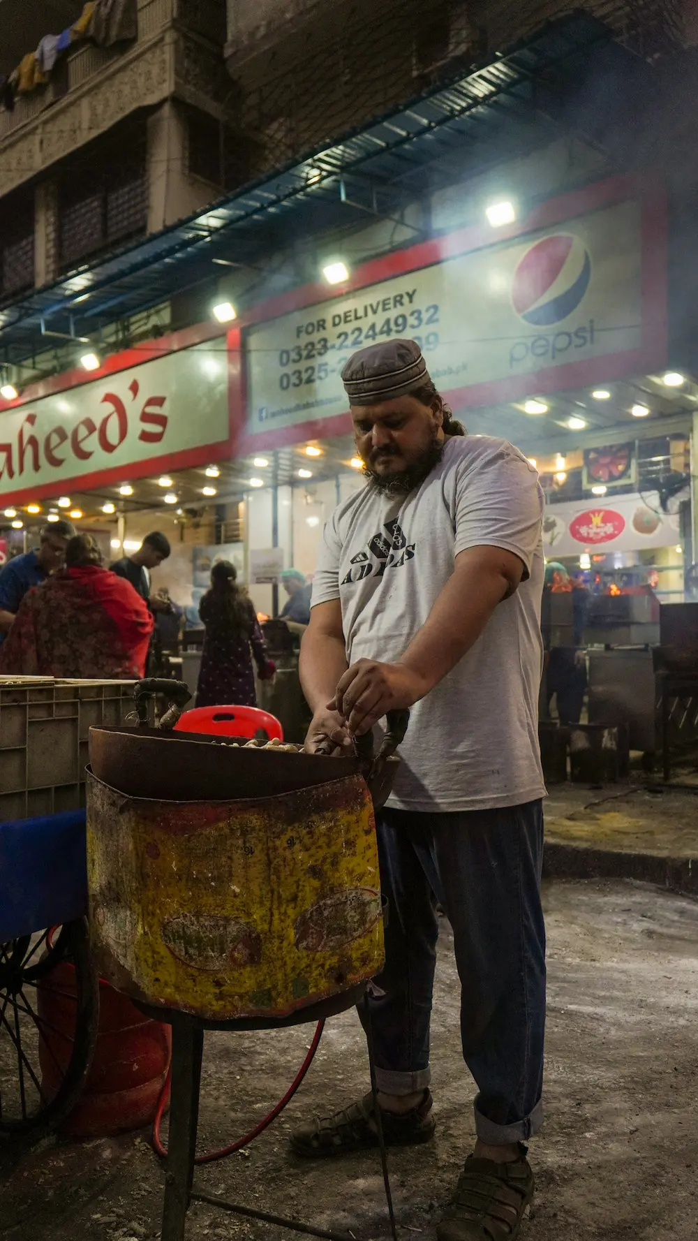 Street food stalls in Lahore, Pakistan