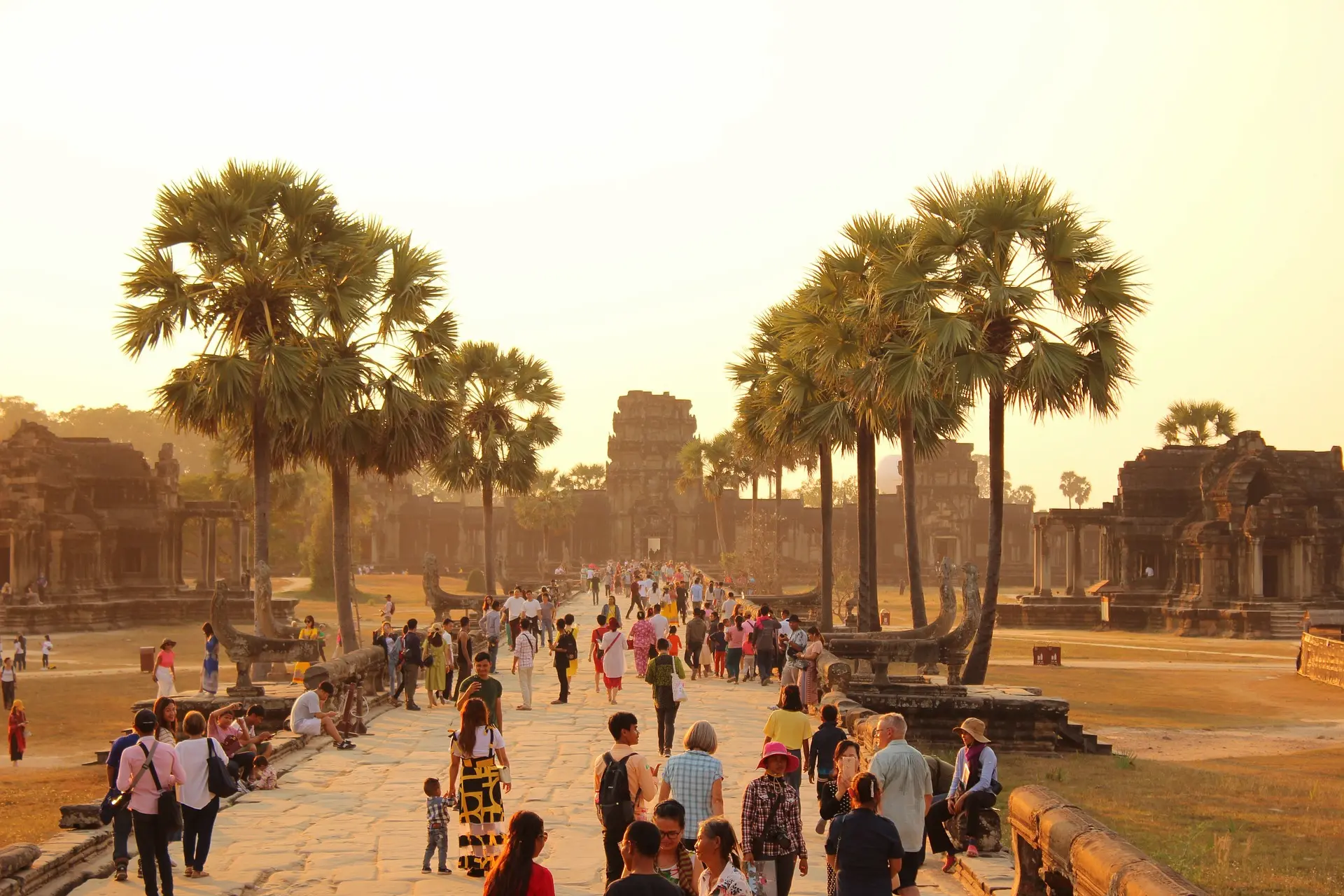 Angkor Wat temple complex at sunrise, Siem Reap Cambodia