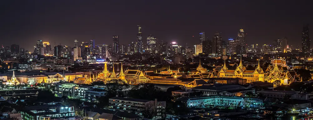 Grand Palace golden spires in Bangkok, Thailand
