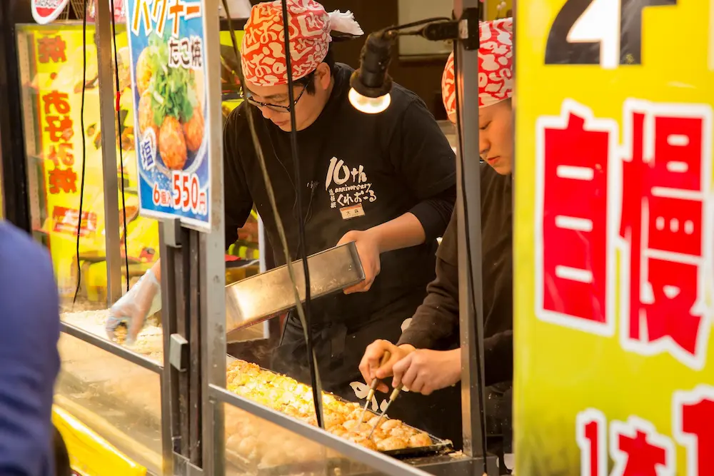 street food stall, Osaka, Japan