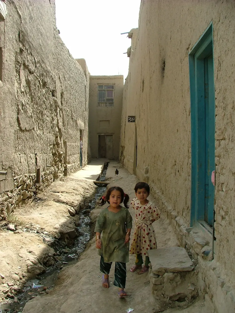 Historic mud-brick hillside homes in Kabul, Afghanistan